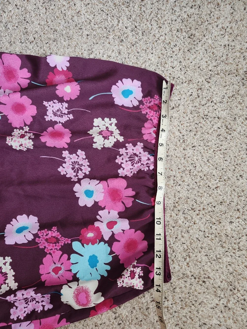 Xhilaration Purple Floral A-Line Skirt with Pink & Teal Flowers